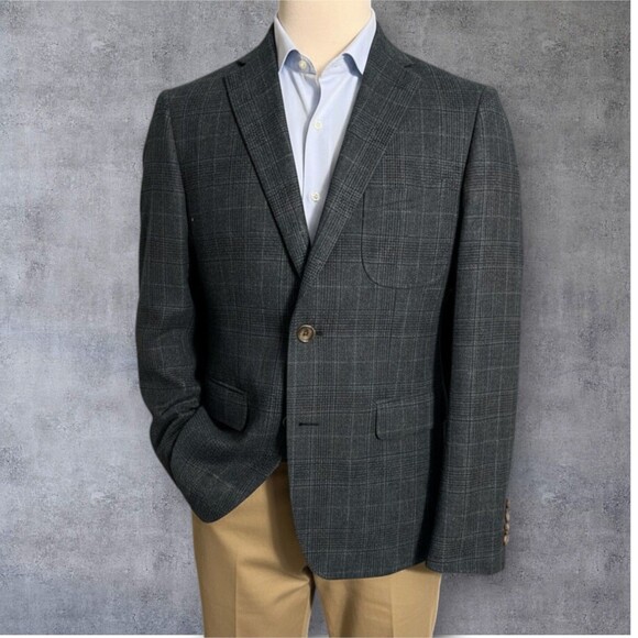 429$ INDOCHINO 44S Mens Blazer Sport Coat Jacket Casual Jacket Windowpane Green